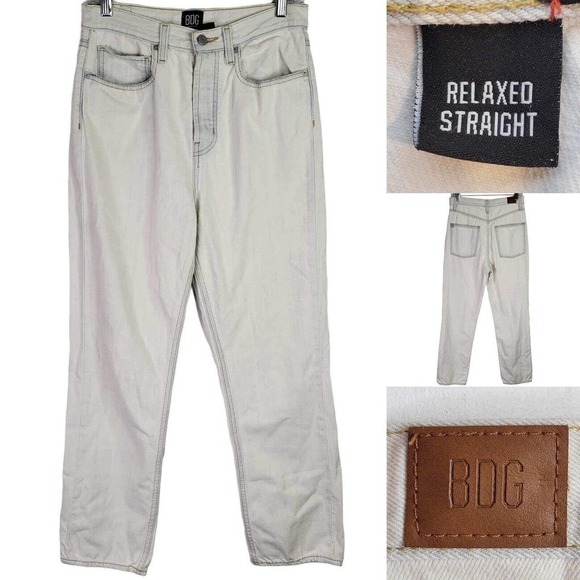 BDG UO Jeans High Rise Baggy Light Blue Relaxed Straight Women's Size 27 Grunge - Picture 1 of 14